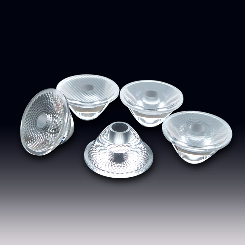 Lente LED de óptica TIR PMMA PC de ∅28.9mm para LEDs 3030 3535 5050 (Serie HX-MXYxx)