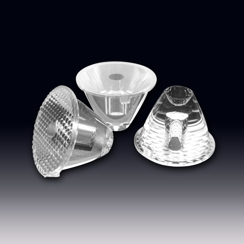 Lente LED de óptica TIR PMMA y PC individual de ∅26 to ∅30mm para LEDs LES<8.5mm P7 P8 XR XHP35 XHP50 (Serie HX-MSDxx)